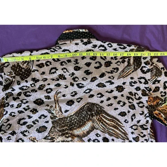 Onyx Metallic Silk Shirt Animal Print Eagle Men's Size Small Vintage NWOT